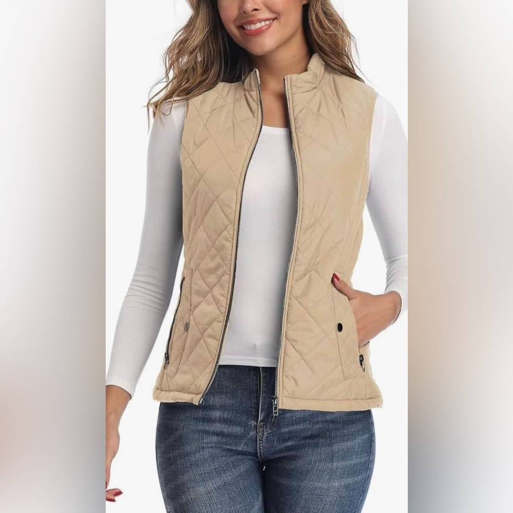NEW Women's Quilted Tan Vest Size XXL